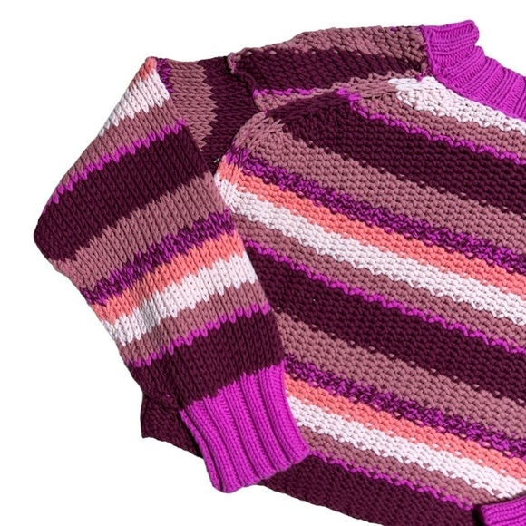 Free People Fuchsia Rose Devon Chunky Knit Sweater Women’s US M - Picture 7 of 9